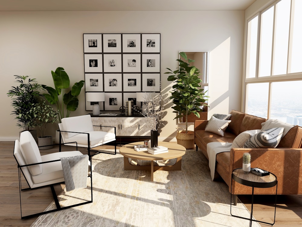 Living room with warm layered lighting